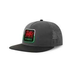 CYMRU Streetwear Grey Hat with Flat Visor Embroidered Patch