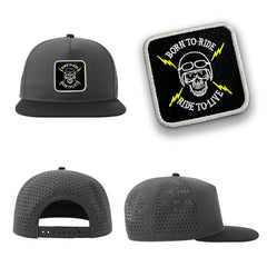 Born to Ride Streetwear Grey Hat with Flat Visor Embroidered Patch