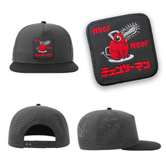 Pochita Woof Woof Chainsaw Man Streetwear Grey Hat with Flat Visor Embroidered Patch