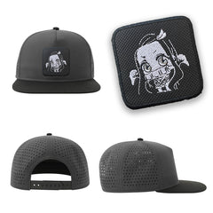 Nezuko Kamado Streetwear Grey Hat with Flat Visor Embroidered Patch
