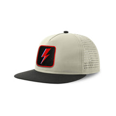 Bowie Flash Streetwear Light Grey Hat with Flat Visor Embroidered Patch