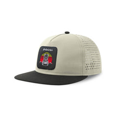 Cat Ramen Kawaii Neko Streetwear Light Grey Hat with Flat Visor Embroidered Patch