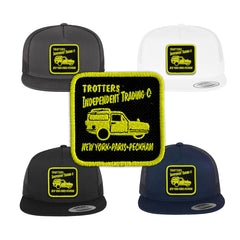 Fools & Horses Trucker Hat | Embroidered Trotters Snapback Mesh Cap | Classic Black, White & Grey Hat with Removable Patch