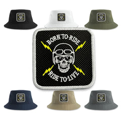 Biking Born To Ride Bucket Hat Embroidered Patch