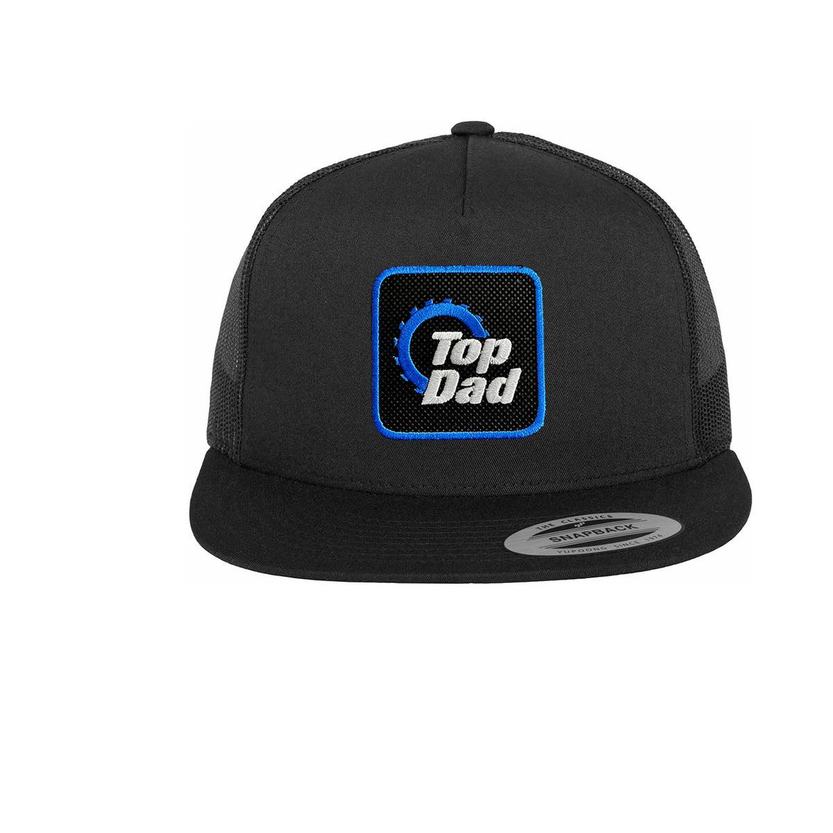 Top Dad Trucker Hat Embroidered Hook & Loop Snapback Trucker Cap Black