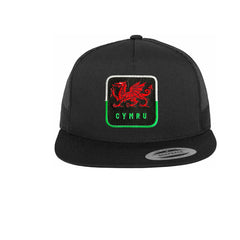 Wales Cap Embroidered Hook & Loop Patch Cymru Hat Black