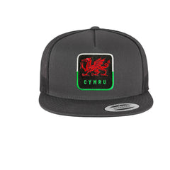 Wales Cap Embroidered Hook & Loop Patch Cymru Hat Grey