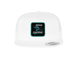 Fishing Trucker Hat Embroidered Hook & Loop Snapback Fisherman Cap White