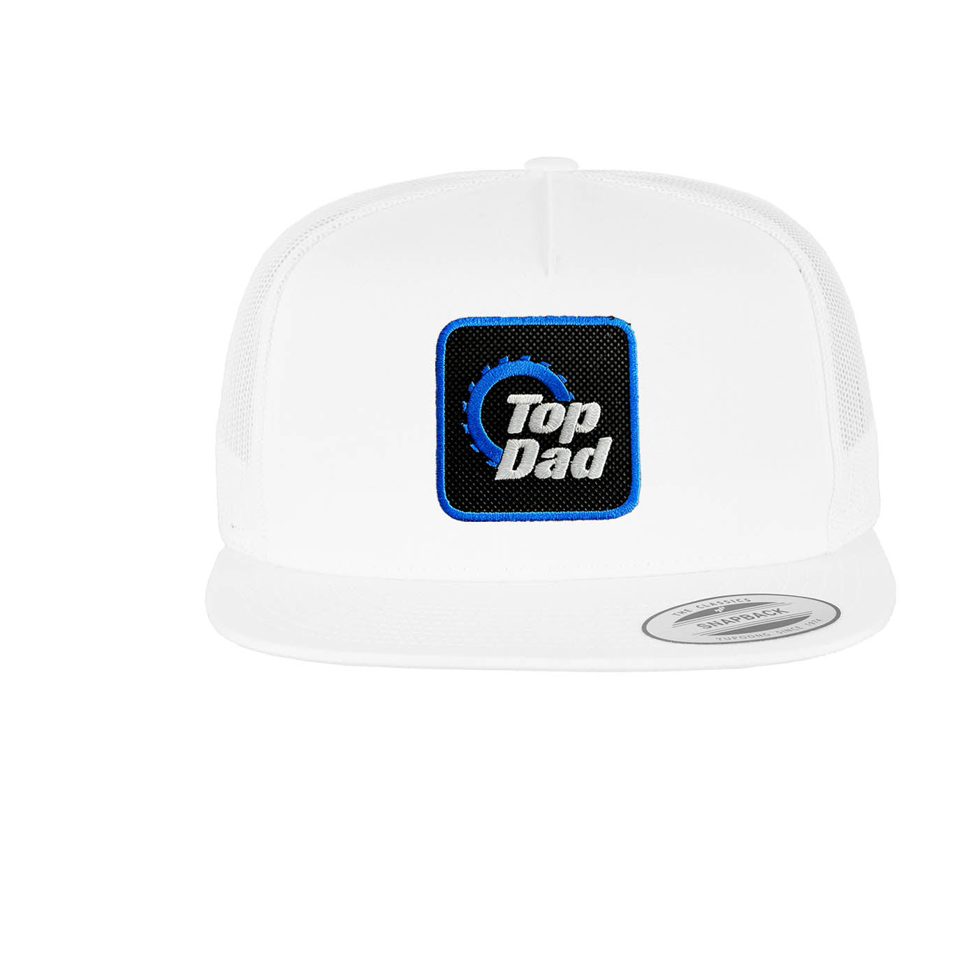 Top Dad Trucker Hat Embroidered Hook & Loop Snapback Trucker Cap White