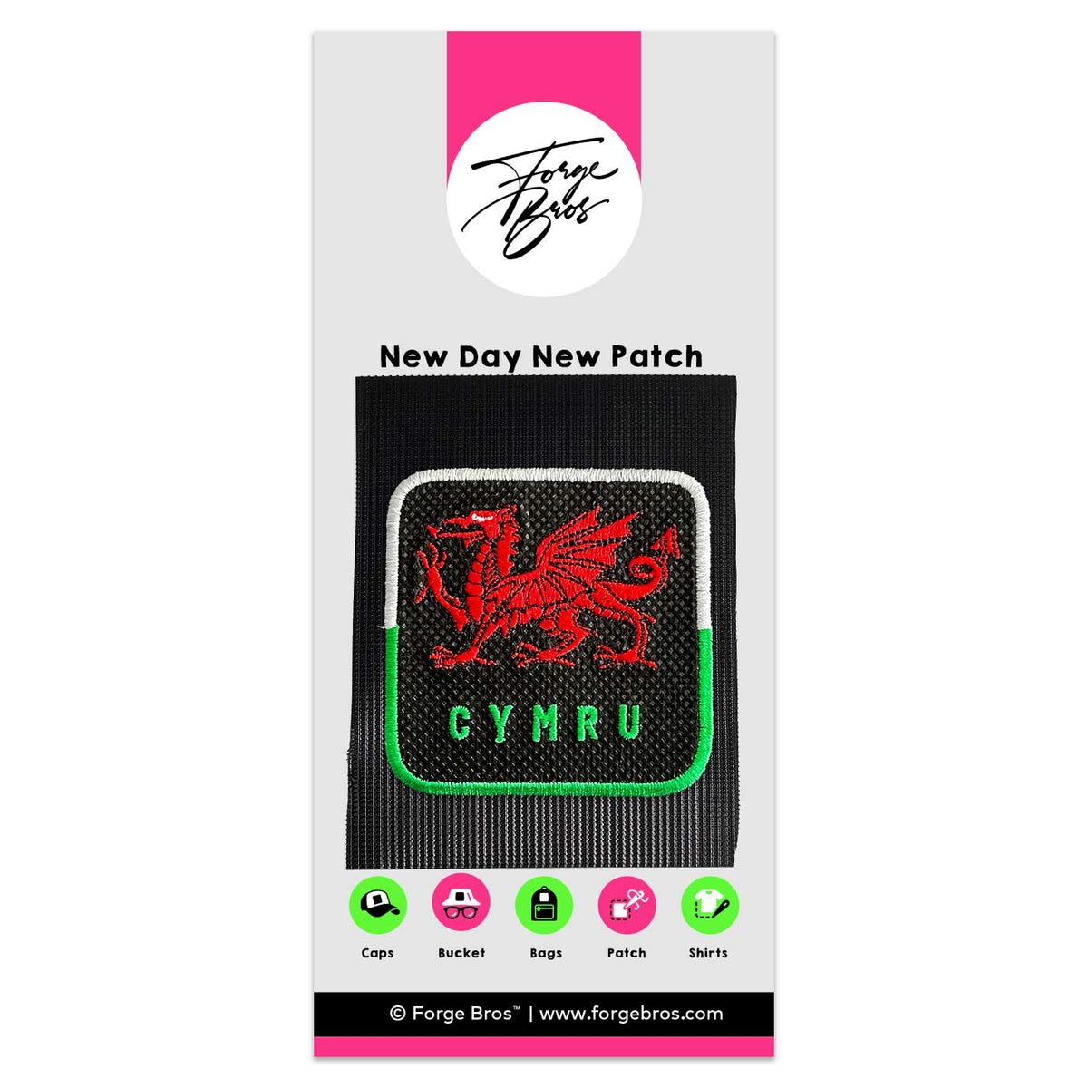 Cymru Patch Embroidered Hook & Loop Removable Patch for Forge Bros Caps