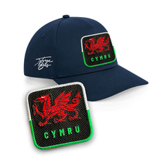 Wales Dragon Cap Cymru Embroidered Patch Black, White, Grey Hat