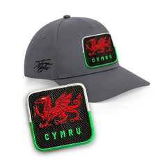 Wales Dragon Cap Cymru Embroidered Patch Black, White, Grey Hat