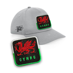 Wales Dragon Cap Cymru Embroidered Patch Black, White, Grey Hat