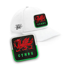 Wales Dragon Cap Cymru Embroidered Patch Black, White, Grey Hat