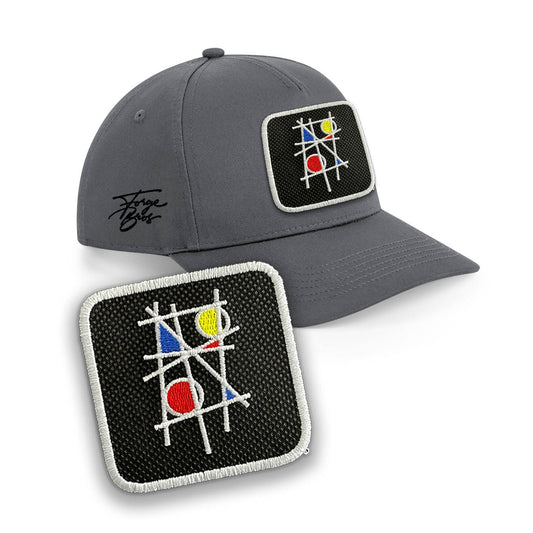 Mondrian Art Cap Embroidered Patch Hat Arty Black, White, Grey Baseball Cap Urbanwear 5 Pannel Snapback