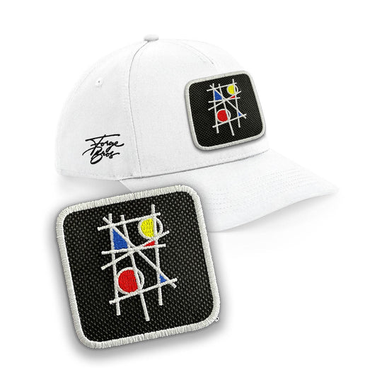 Mondrian Art Cap Embroidered Patch Hat Arty Black, White, Grey Baseball Cap Urbanwear 5 Pannel Snapback