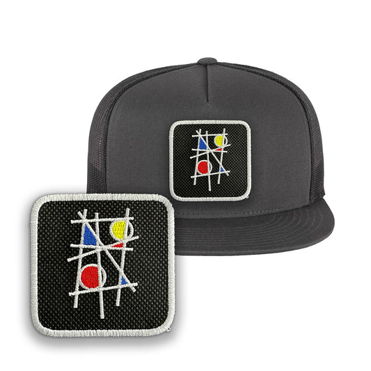 Mondorian Trucker Hat Embroidered Velcro Arty Snapback Trucker Cap Black, White, Grey