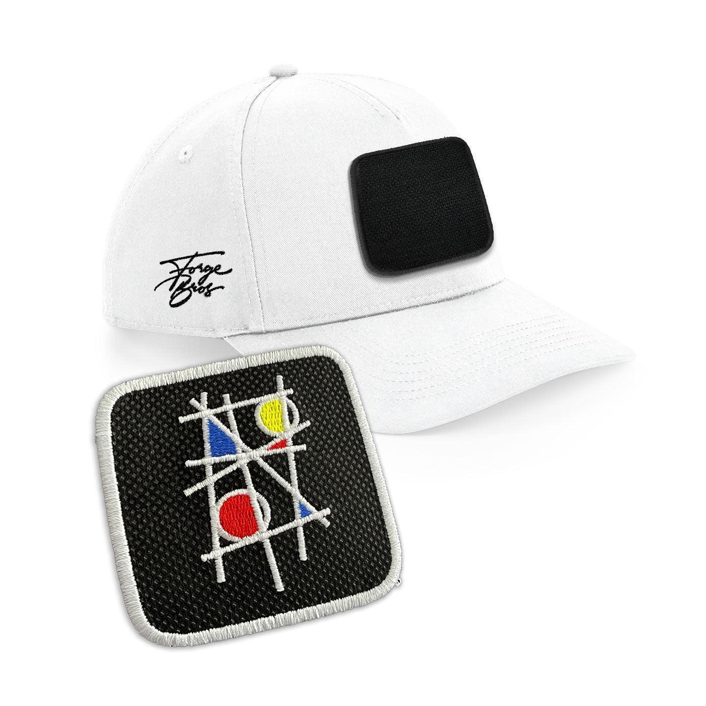 Mondrian Art Cap Embroidered Velcro Patch Hat Arty Black, White, Grey - Forge Bros