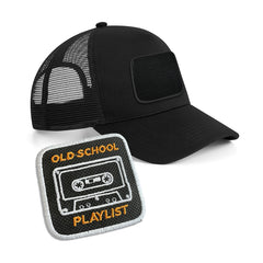 Old school Cap Embroidered Velcro Patch Nostalgia Snapback Trucker Hat Black, White, Grey