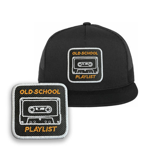 Old school Cap Embroidered Patch Nostalgia Snapback Trucker Hat Black, White, Grey