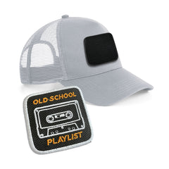 Old school Cap Embroidered Velcro Patch Nostalgia Snapback Trucker Hat Black, White, Grey